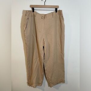 Lauren Ralph Lauren 100% Linen Tan Pants Lightweight Relaxed Size 22W Lined